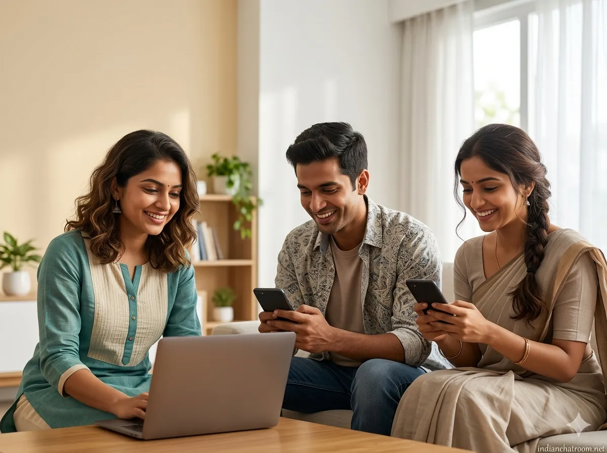 People from India chatting online together — the Indian Chat Room community