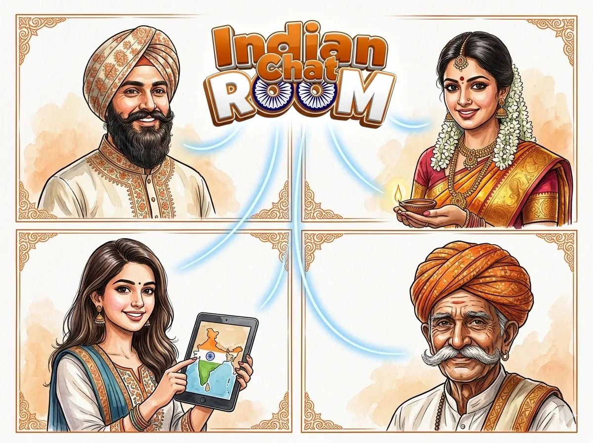 Diverse Indian desi community — Hindi, Telugu, Punjabi and Tamil users chatting online